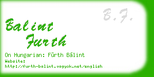 balint furth business card
